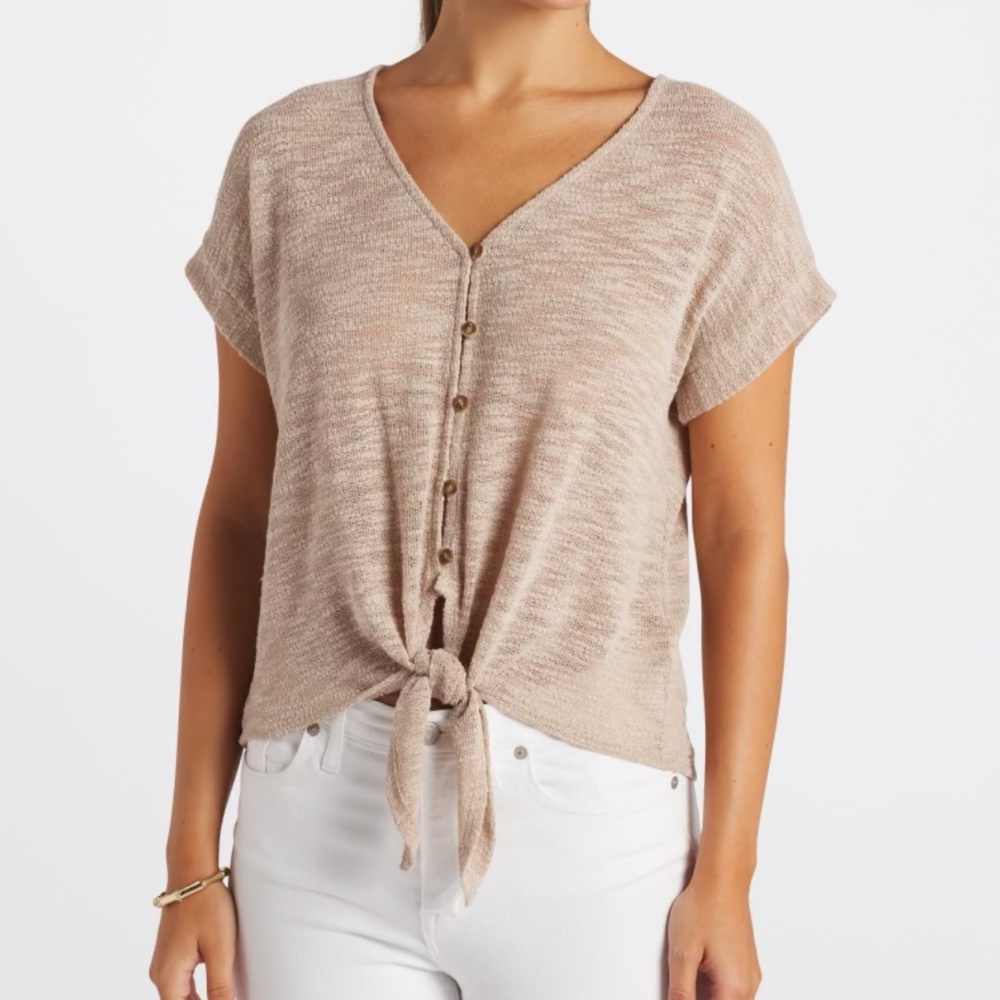 Kaileigh Rika Button Detail Knit Tie Top
